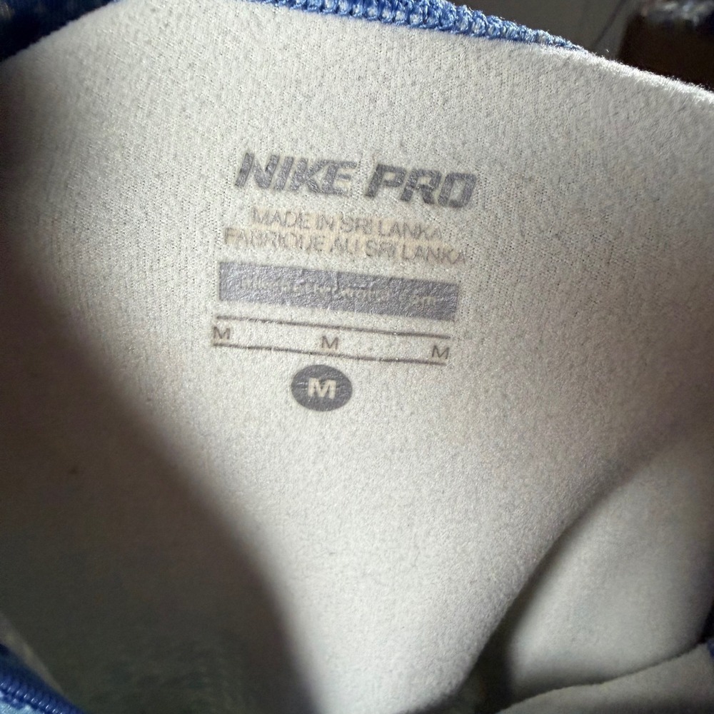 Nike Pro Hyperwarm Womens M Blue Geometric Half Zip Long Sleeve Top Athletic Gym - Picture 4 of 6